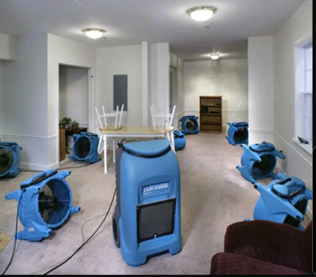 Air movers and dehumidifier setup for Water Damage Restoration in Harrisburg