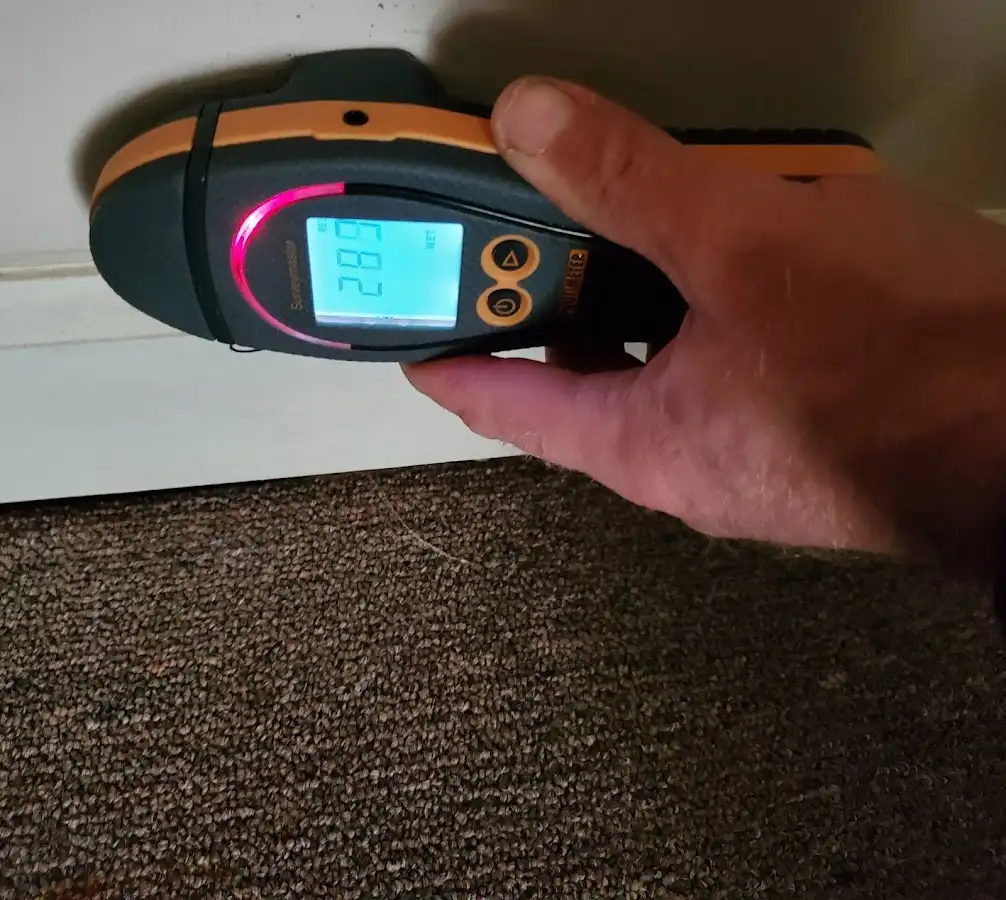 Moisture detection at baseboard during Burst Pipe Cleanup in Harrisburg